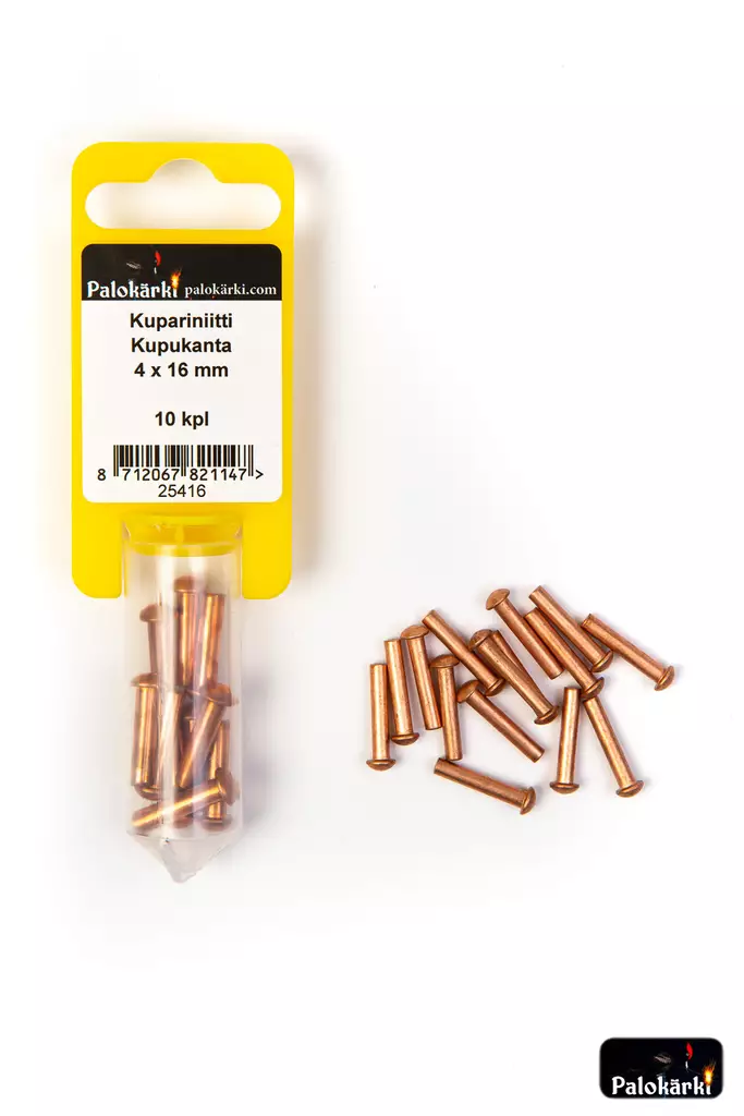 Kupariniitti kupukanta 4x16mm 10kpl - Niitit ja hakaset - 8712067821147 - 1