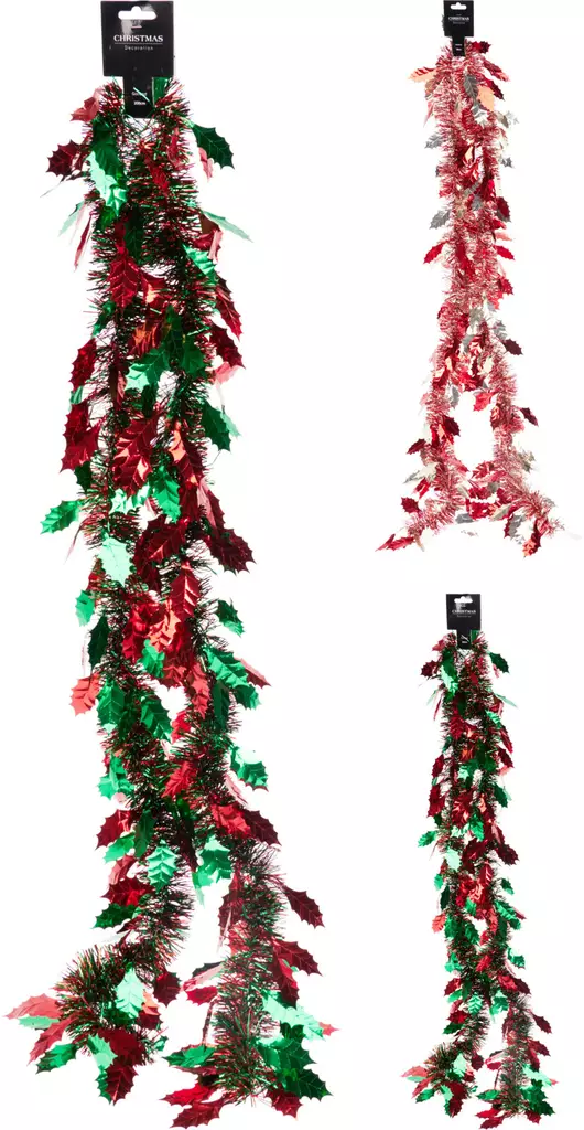 Kuusenpunos 200cm hopea-/kultalangalla - Joulukoristeet - 8721037673617 - 1