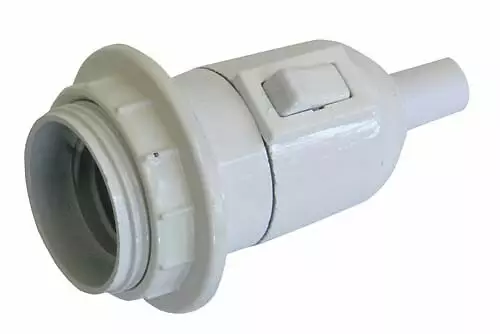 Lampunpidin E27 valokytkimellä valkoinen - Valaisintarvikkeet - 6438140944177 - 1