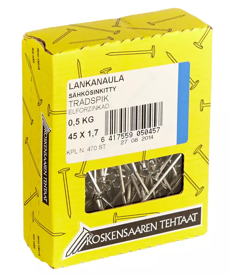 Lankanaula sähkösinkitty 45x1,7mm 0,5kg - Naulat - 6417559050457 - 1