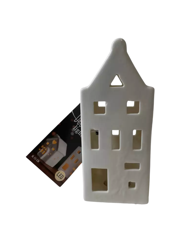 Led talo 15cm paristokäyttö valkoinen - Sisustusesineet - 8720573587587 - 1