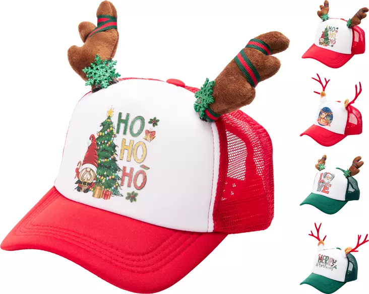 Lippis poronsarvilla ja joulutekstillä - Jouluasusteet - 8721037636087 - 1