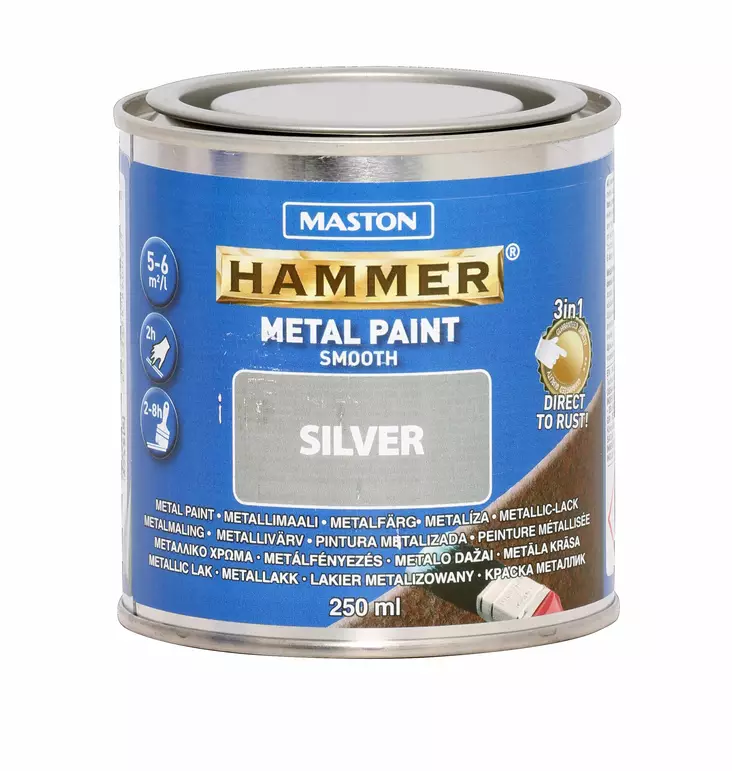 Maston Hammer Sileä Hopea 250ml - Metallimaalit - 6412498860037 - 2