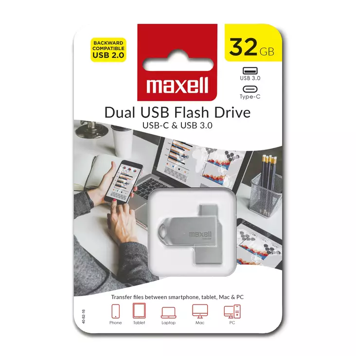 Maxell USB-C älypuhelinmuistitikku 32GB USB 3.0 - Muistitikut ja muistikortit - 4902580780227 - 1
