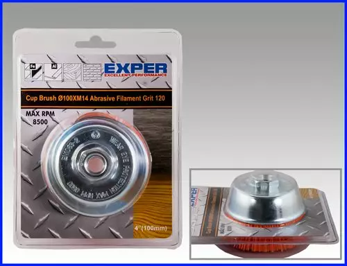 Nailonkuppiharja 100mm M14 K120 - Nailon-ja teräsharjat - 6438081003827 - 1