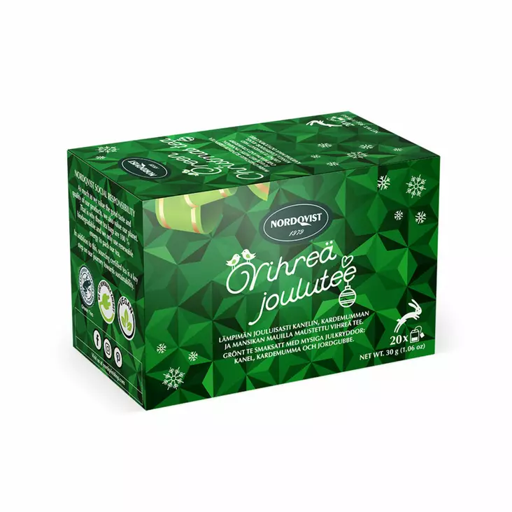 Nordqvist green christmas tea 20pss - Teet ja kaakaot - 6413446013857 - 1