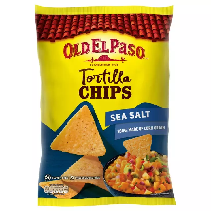Old El Paso tortilla chips sea salt 185g - Texmex lastut ja nachot - 8410076482587 - 1