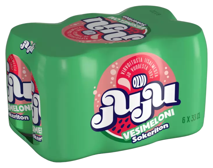 Olvi Juju vesimeloni sokeriton 6-pack - Virvoitusjuomat ja mixerit - 6419806045117 - 1