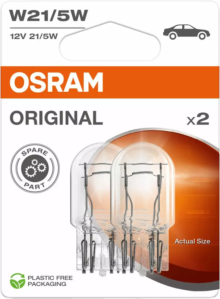 Osram W21/5W polttimo 2kpl - Halogen ajovalot ja polttimot - 4062172396387 - 1