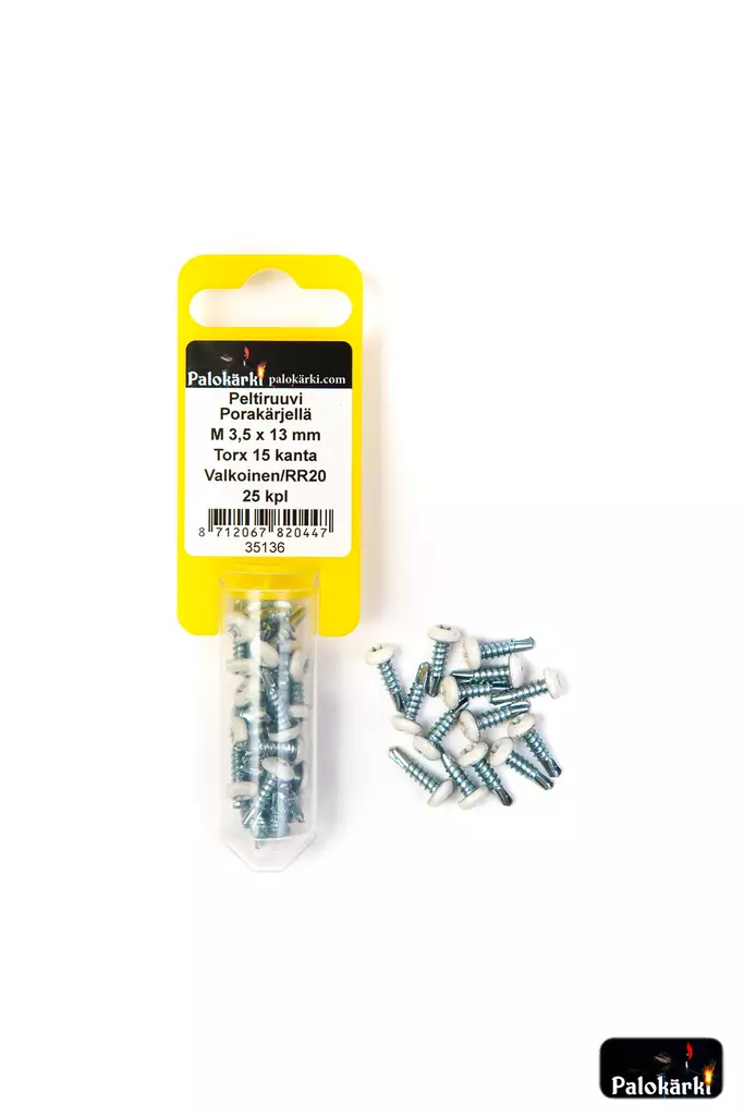 Peltiruuvi porakärki valkoinen M3,5X13mm - Ruuvit - 8712067820447 - 1