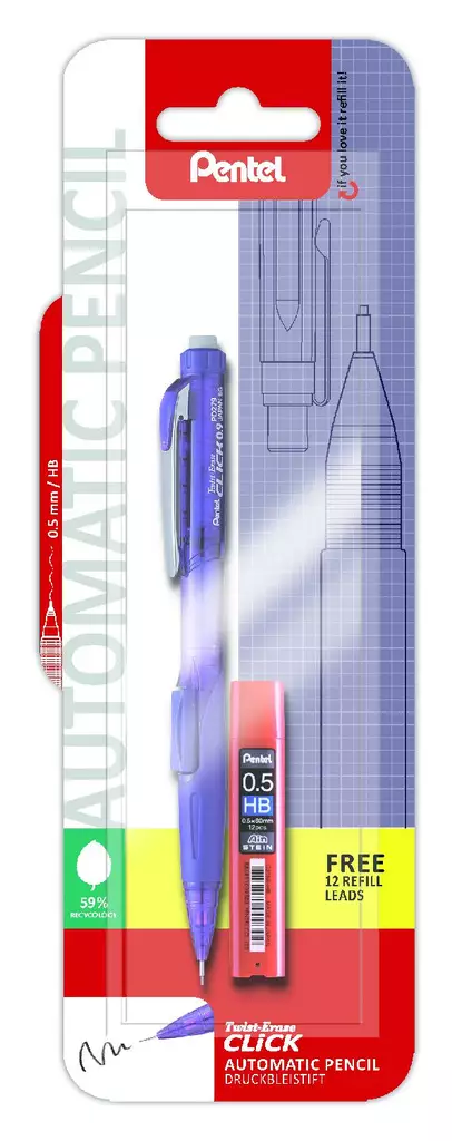 Pentel Irtolyijykynä 0,5+lyijyt lila kp - Lyijykynät ja lyijyt - 4016284337677 - 1