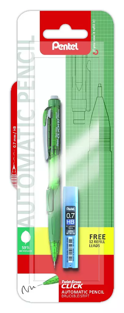 Pentel Irtolyijykynä 0,7+lyijyt vihreä - Lyijykynät ja lyijyt - 4016284337707 - 1