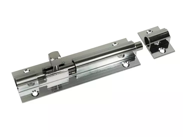 Pisla työntösalpa 75mm messinki/kromattu - Lukot,lukitus ja nivelsalvat - 6414671041547 - 1