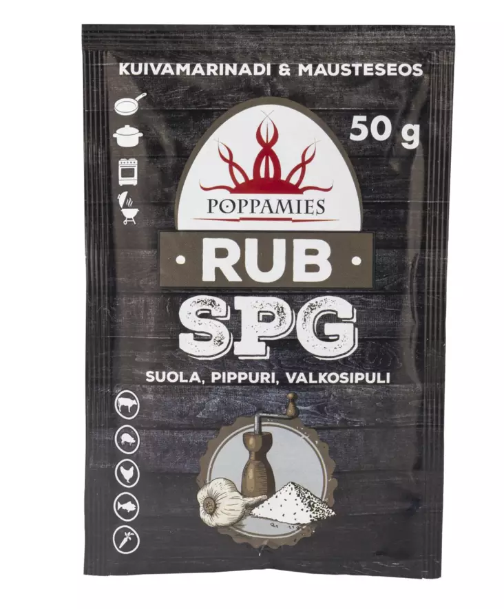 Poppamies Rub SPG saltpepper-garlic 50g - Elintarvikkeet - 6430078921107 - 1