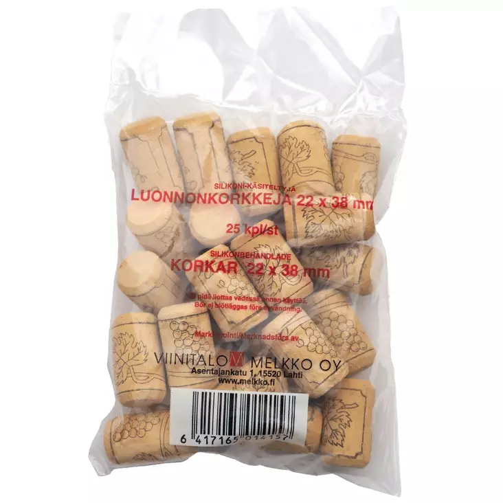 Presto luonnonkorkki 22x38ml - Viini- ja juomatarvikkeet - 6417165014157 - 1