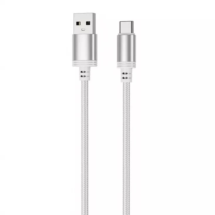 Punottu kaapeli USB-A -> USB-C, 30W, 480 Mbps, 2m, valkoinen - Puhelintarvikkeet ja laturit - 6430076525147 - 1