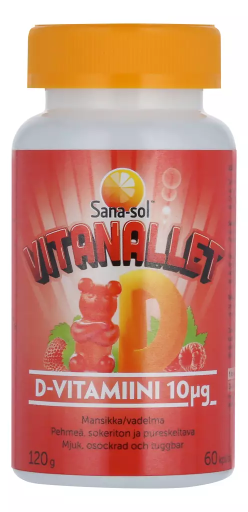 Sana-sol vitanallet d-vitamiini 60kpl - Vitamiinit ja mineraalit - 7070866026387 - 1