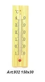 Sisälämpömittari vaalea puu 15x3cm - Lämpömittarit - 7316040009327 - 1