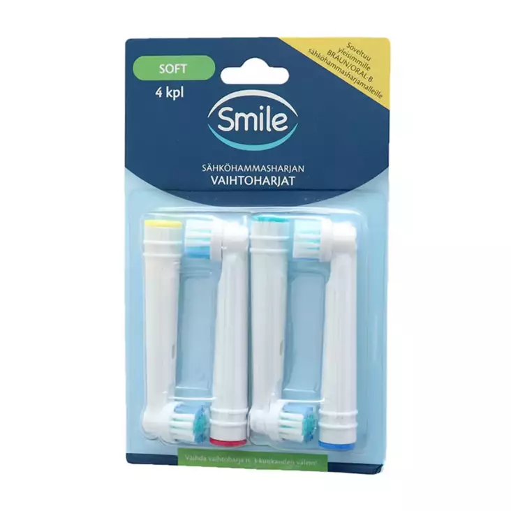 Smile Vaihtoharjat Soft 4kpl - Sähköhammasharjojen vaihtopäät - 6438159845007 - 1