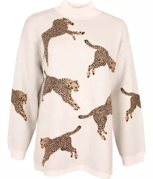 Soda neulepusero leopard crema XL - Naisten paidat ja puserot - 7330564126407 - 1