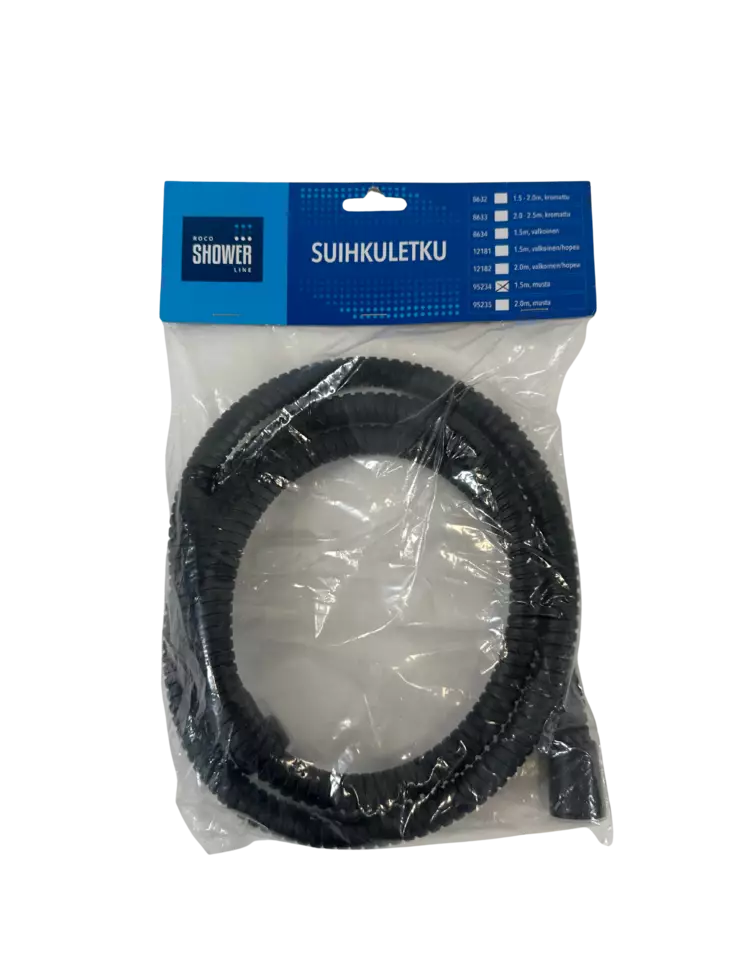 Suihkukahva matta musta teräs 1,5m - Suihkuletkut - 6438159952347 - 1