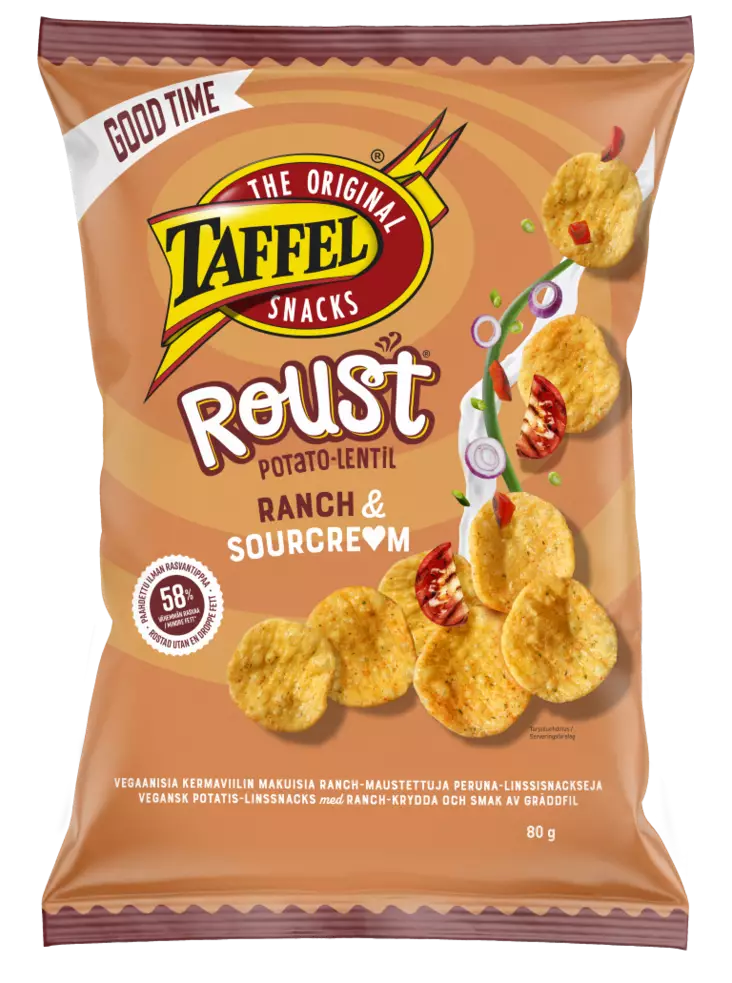 Taffel Roust ranch&sourcream 80g - Sipsit, snacksit ja pähkinät - 6410380052317 - 1