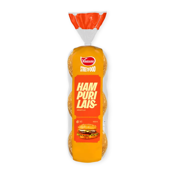 Vaasan hampurilaissämpylä 6kpl/480g - Elintarvikkeet - 6408180733307 - 1