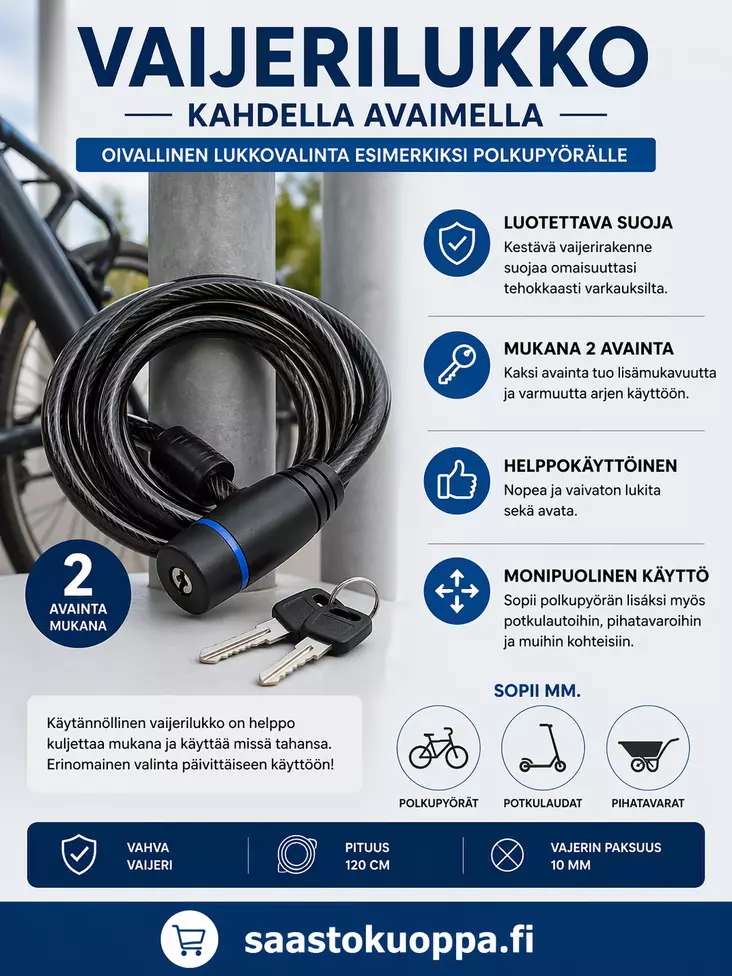 Vaijerilukko 8 x 1500mm - Lukot - 6438159095297 - 1