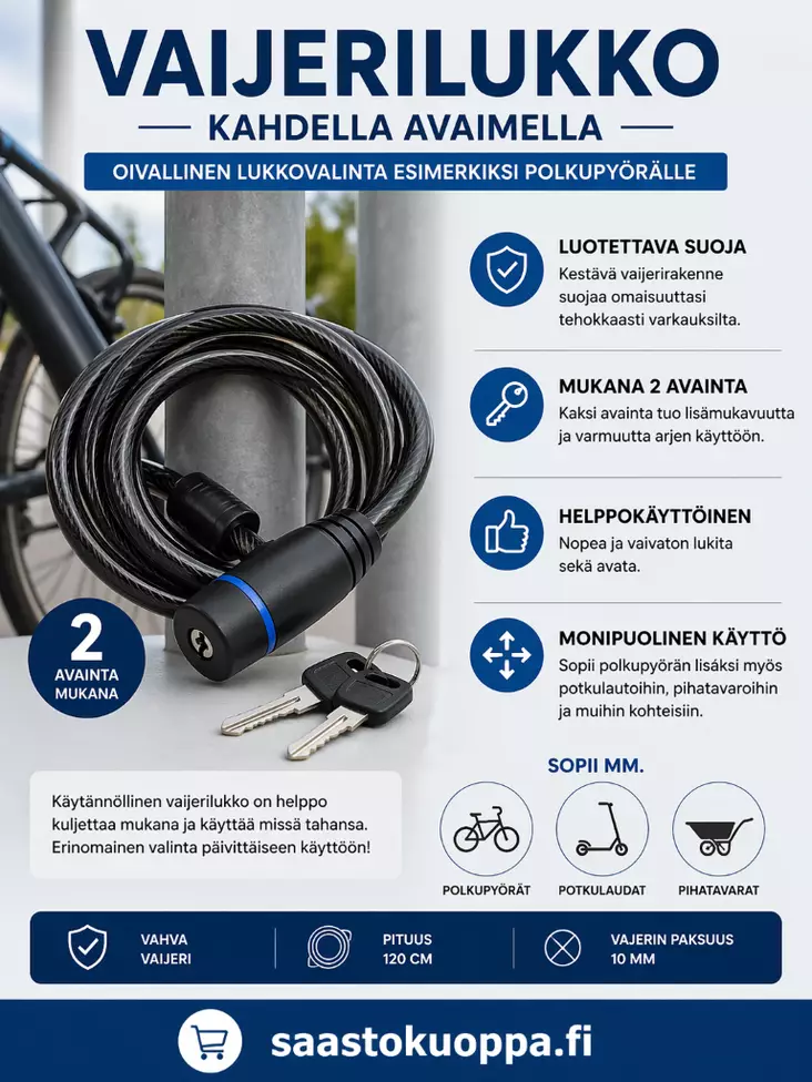 Vaijerilukko 8 x 1500mm - Lukot - 6438159095297 - 1