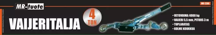 Vaijeritalja 4 T pituus 3m - Vinssit ja taljat - 6430032154817 - 1