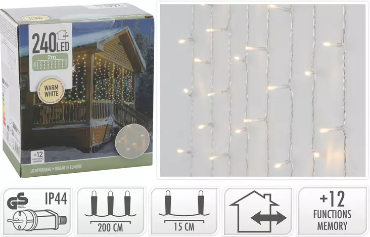 Valoverho 240 led lämmin valk. - Jouluvalot - 8719987253997 - 1