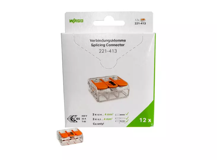 Wago 3-Nap vipuliitin 12 kpl - Johtoliittimet - 4066966001907 - 1