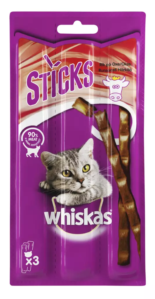Whiskas Sticks härkä 3x6g - Kissan herkut - 4008429046537 - 1