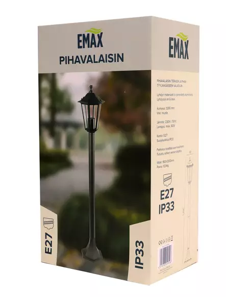 Emax pihavalaisin lyhty musta 1,2m - Ulkoseinävalaisimet - 6418536020548 - 1