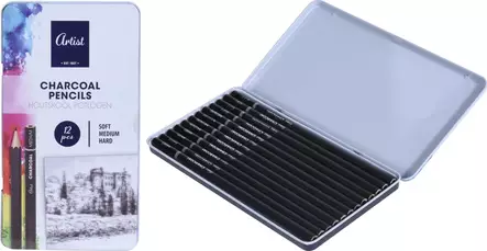 Hiilikynäsetti 12kpl - Puuvärikynät ja liidut - 8719202746358 - 1