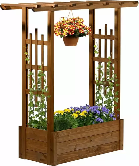 Istutuslaatikko pergolalla ruskea - Ruukut ja amppelit - 6416556937358 - 2