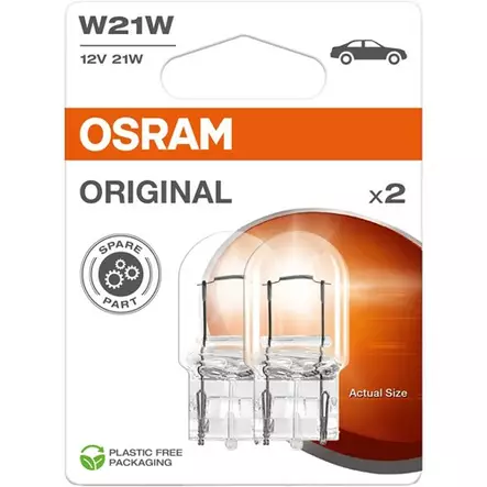 Osram W21W 12V polttimo 2 kpl - Halogen ajovalot ja polttimot - 4062172396288 - 2