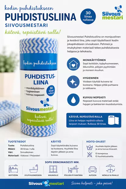 Siivousmestari Puhdistusliina 12m - Keittiönsiivousvälineet - 6438159081498 - 1