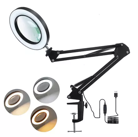 Vatti suurennuslasivalaisin led usb musta - Pöytävalaisimet - 6438168121048 - 1