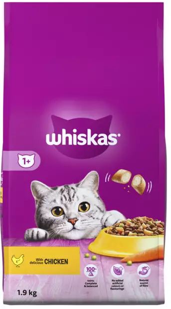 Whiskas 1+ Kanaa 1,9kg - Kissan kuivaruoat - 5900951305818 - 1