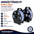 Monikäyttönaru PP 8mm 20m valk/sin - Narut ja köydet - 6438159115278 - 1