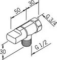 Pesukoneventtiili Oras 105001 G3/4xG1/2 - Palloventtiilit ja sulkuventtiilit - 6414150000638 - 3