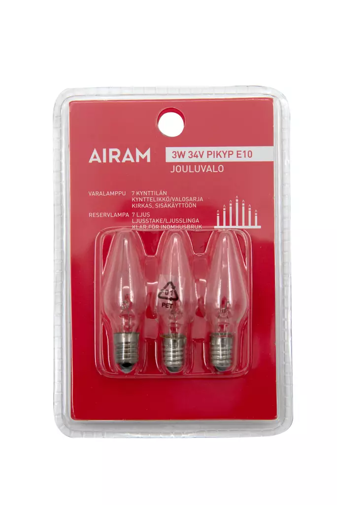 Airam Varalamppu 3W 34V E10 3 kpl - Koristelamput - 6435200292148 - 1