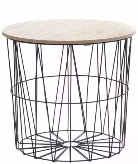 4Living metallikori pyöreä puukannella - Pienkalusteet - 6410412951038 - 1
