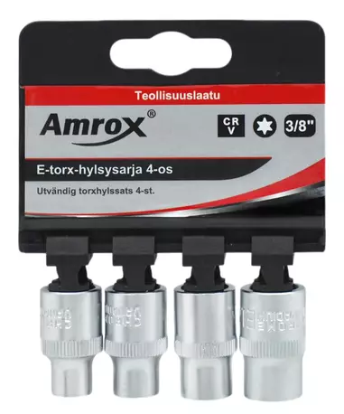 Ampro E-torx hylsysarja 3/8" 4-os. - Hylsysarjat - 6420286907468 - 1