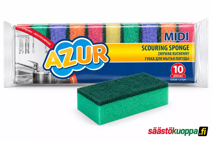 Azur astianpesusieni Midi 10kpl/pkt - Hankaussienet ja teräsvillat - 5903355086048 - 1