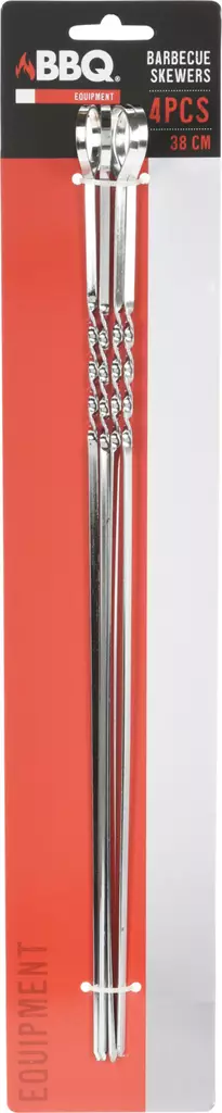 BBQ grillitikut teräs 4kpl 38cm - Grillaus- ja savustustarvikkeet - 8720573479998 - 1