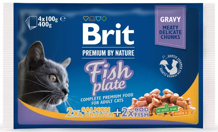 Brit Premium Cat kalakastike 4X100G - Kissan märkäruoat - 8595602506248 - 1