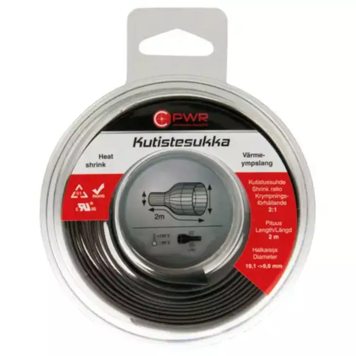 C-PWR kutistesukka 19,1-9,6MM MUSTA 2M - Autosähkö asennustarvikkeet - 6438255924668 - 1