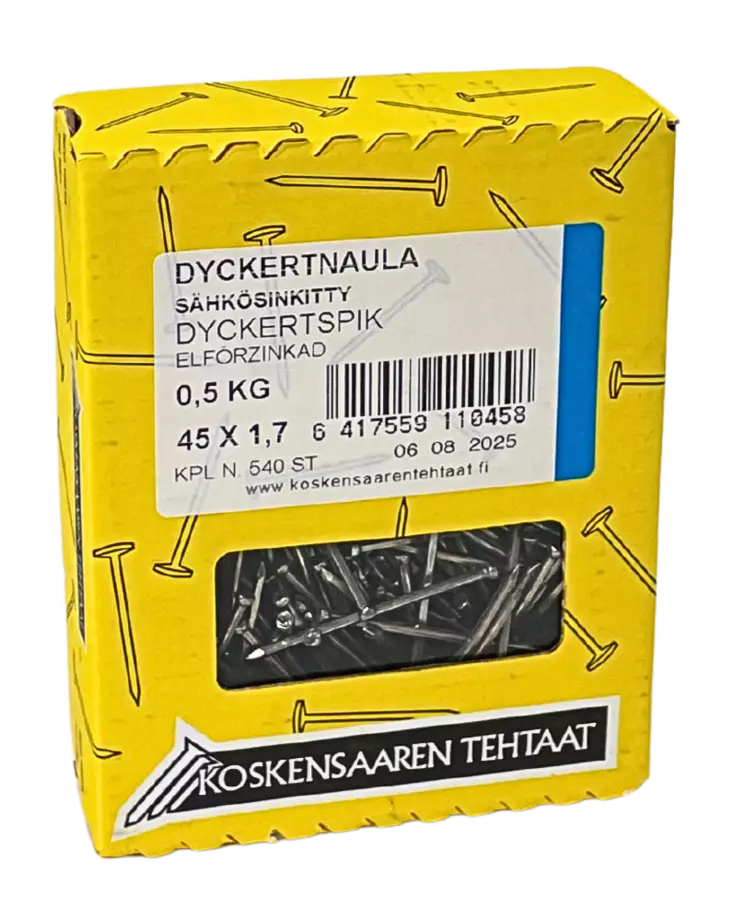 Dyckertnaula sink. 0,5kg 45X1,7mm - Naulat - 6417559110458 - 1
